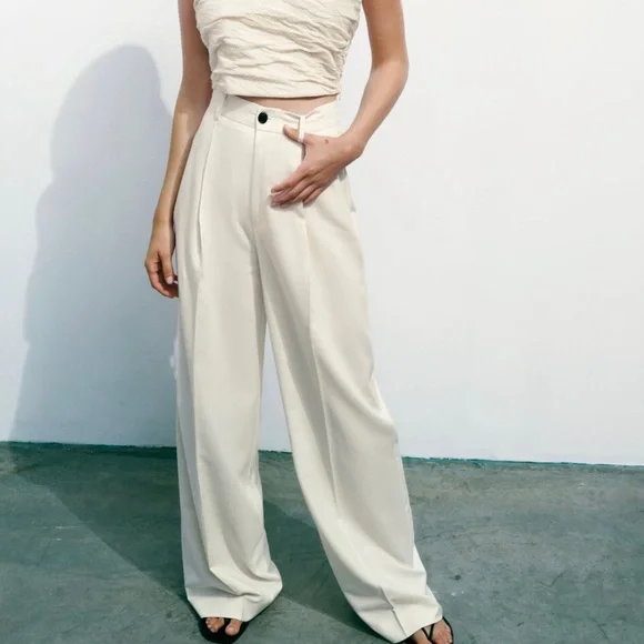 パンツ zara wide slacks 楽天市場】ZARA ザラ スラックス パンツ Pants, Trousers Slacks